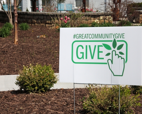 Yard sign for the Great Community Give