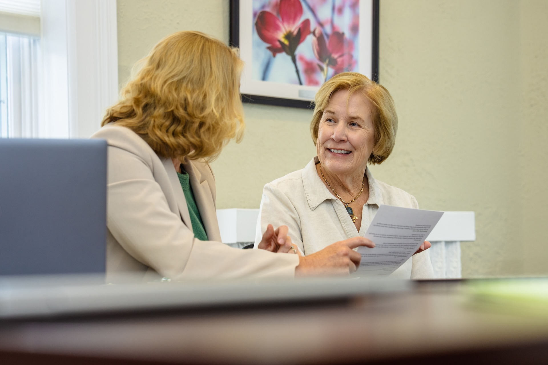 woman reviewing papers
